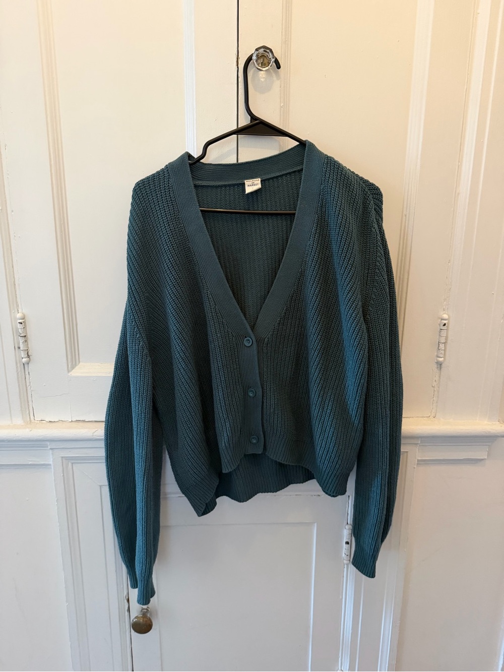 Melrose and Market Teal Button-Front Knit Cardigan
